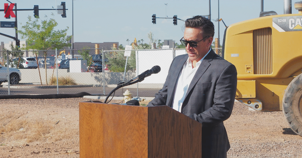 President Justin Kalb speaking at the Arizona groundbreaking ceremony